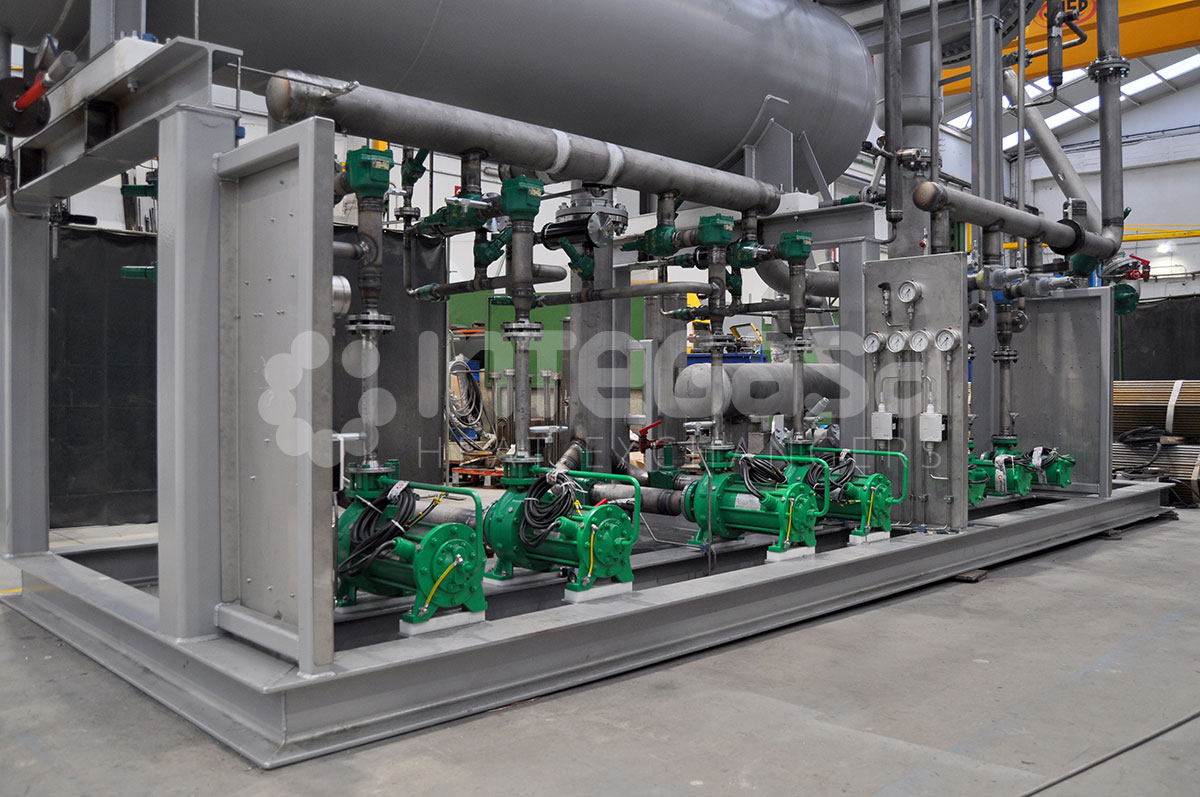 CO2 vessel, CO2 pumps and NH3 pumps integrated.